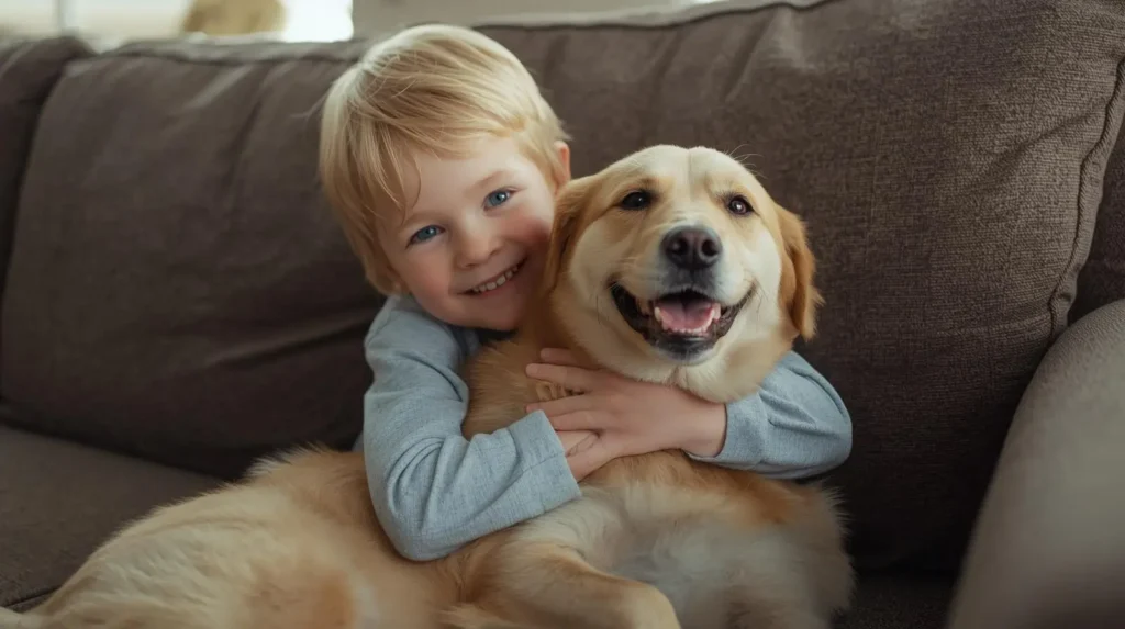 Child hugging a dog 3